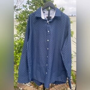 Men's Dark Blue Micro Dot Button-Down Shirt